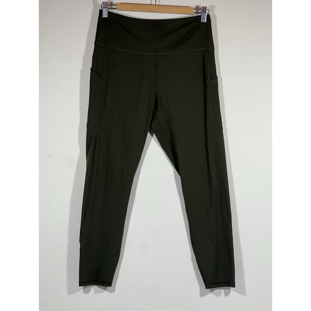 Gottex Straight Leg Leggings Womens Large Green Minimalist Athleisure Stretch